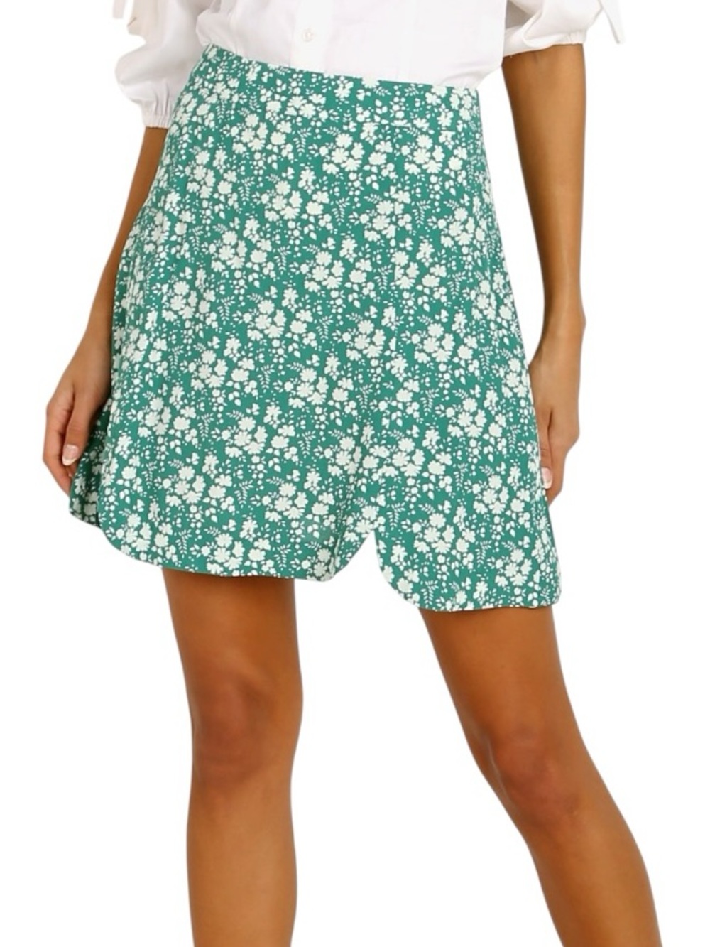 NEW For Love & Lemons Zamira Kelly Green White Floral Print Mini Skirt - S
